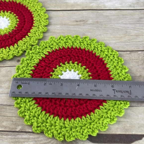 Crochet Christmas/Holidays Colored Small Doilies/Coasters  7 Inches - Picture 3 of 4